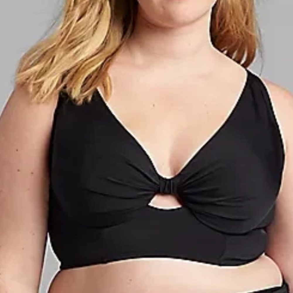 Cacique Black Plunge Swim Top